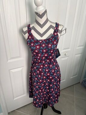 Columbia Sportswear PFG Woman’s Everyday Red White Blue Floral  Dress  SZ S